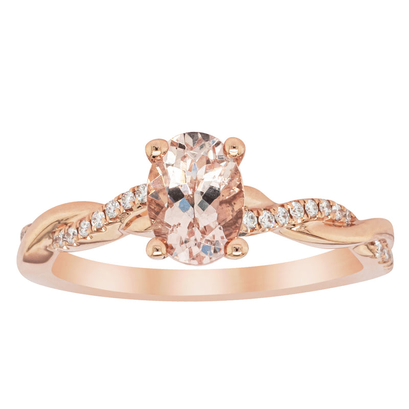 18ct Rose Gold Morganite & Diamond Ring-Ring-Walker & Hall