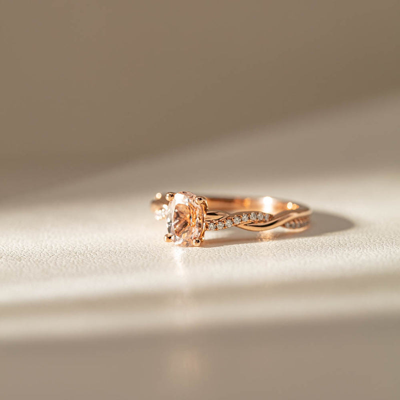 18ct Rose Gold Morganite & Diamond Ring-Ring-Walker & Hall