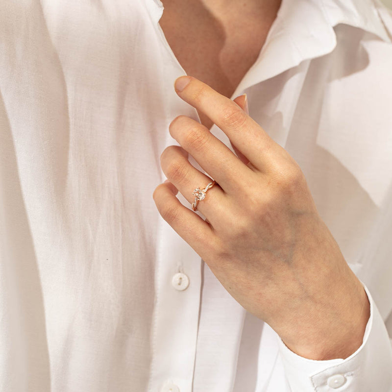 18ct Rose Gold Morganite & Diamond Ring-Ring-Walker & Hall