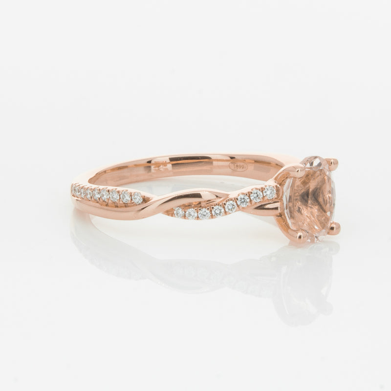 18ct Rose Gold Morganite & Diamond Ring-Ring-Walker & Hall