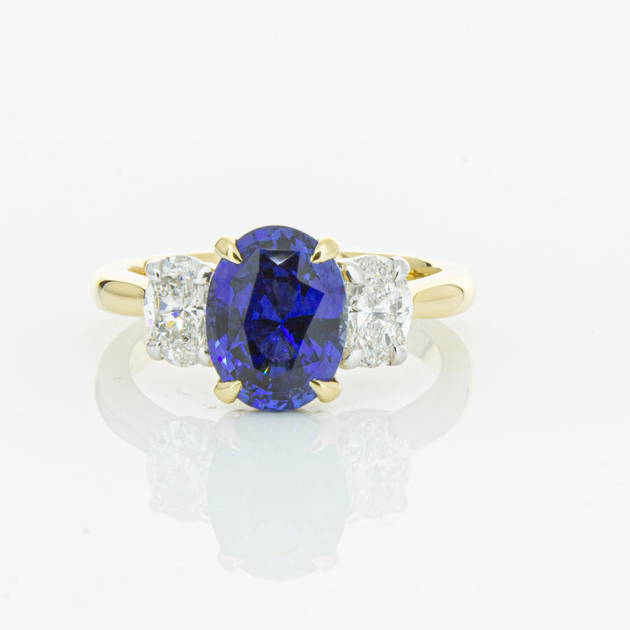 18ct Yellow Gold Sapphire & Diamond Ring-Ring-Walker & Hall