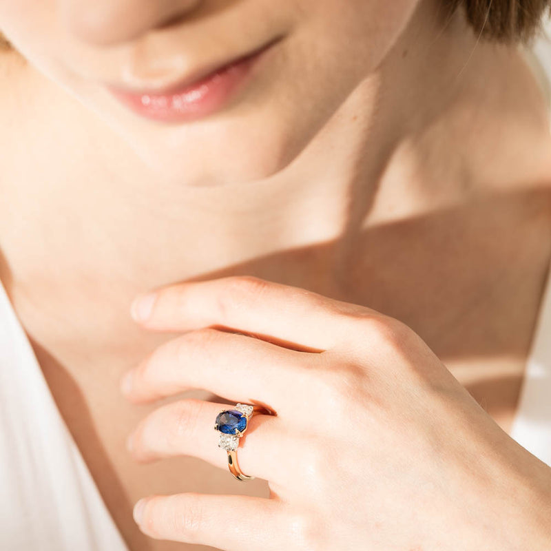 18ct Yellow Gold Sapphire & Diamond Ring-Ring-Walker & Hall