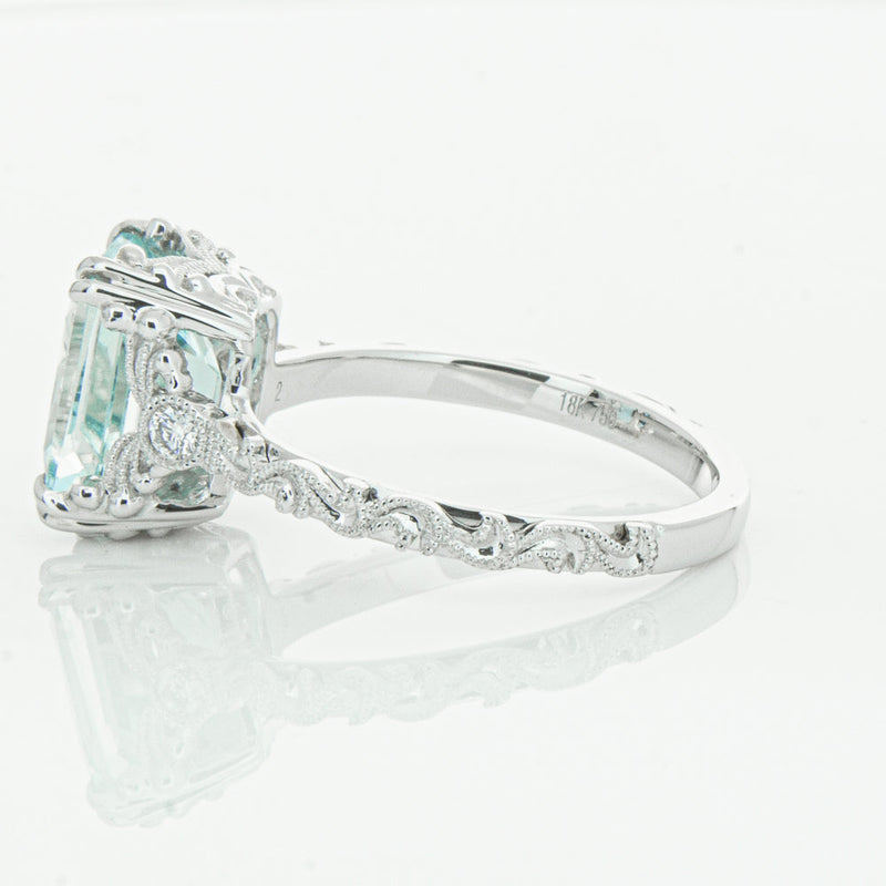 18ct White Gold Aquamarine & Diamond Romanov Ring-Ring-Walker & Hall