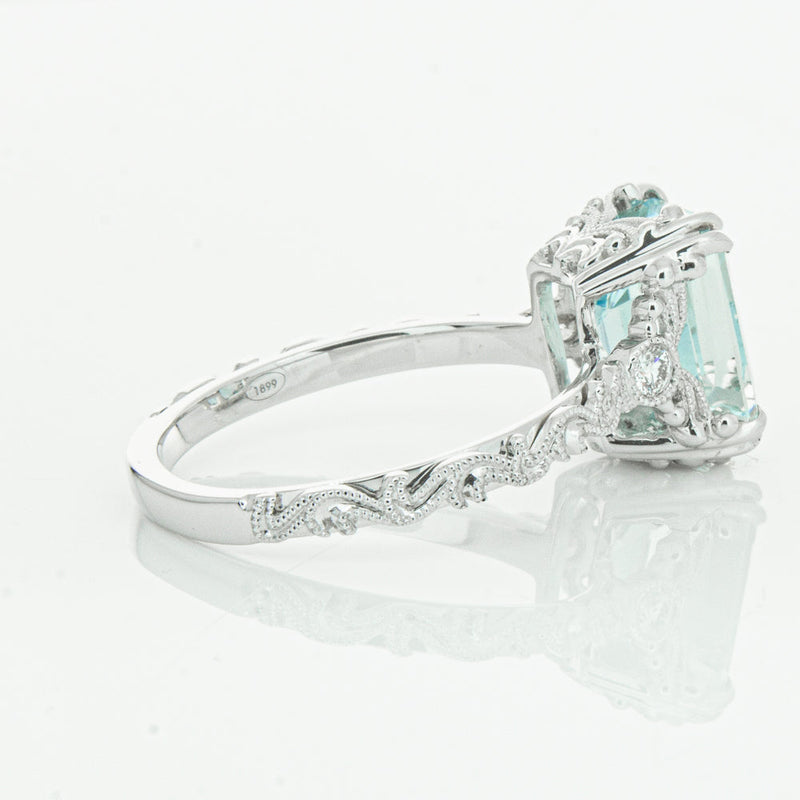 18ct White Gold Aquamarine & Diamond Romanov Ring-Ring-Walker & Hall
