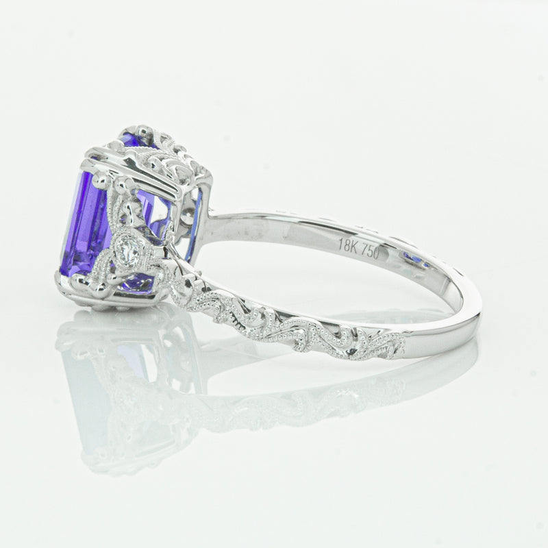 18ct White Gold Tanzanite & Diamond Romanov Ring-Ring-Walker & Hall
