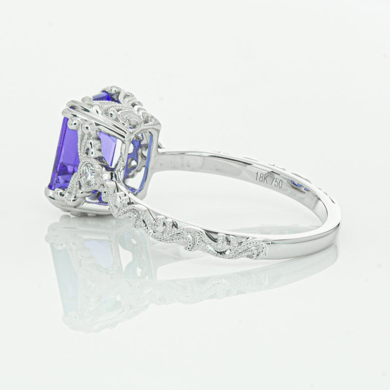 18ct White Gold Tanzanite & Diamond Romanov Ring-Ring-Walker & Hall
