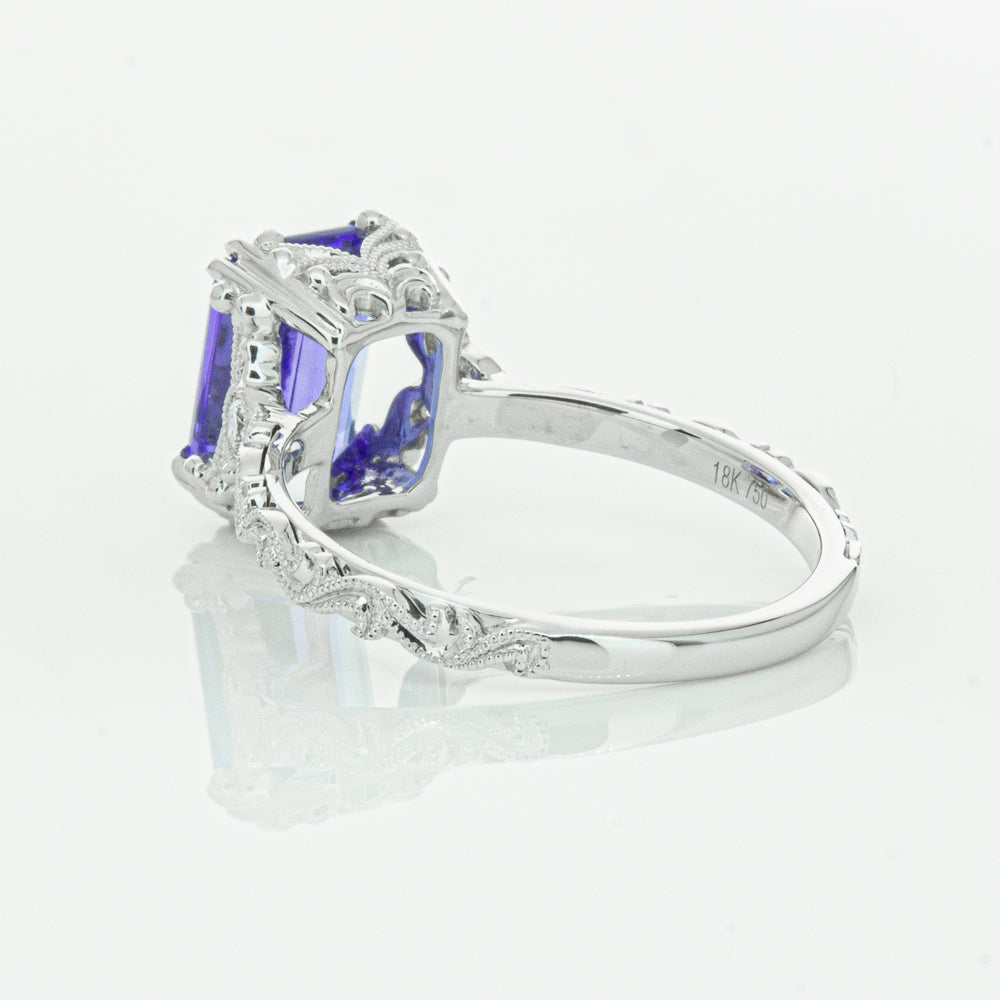 18ct White Gold Tanzanite & Diamond Romanov Ring-Ring-Walker & Hall
