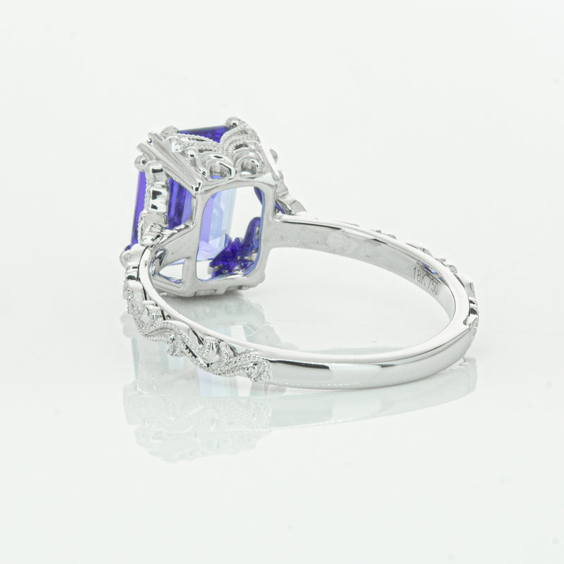18ct White Gold Tanzanite & Diamond Romanov Ring-Ring-Walker & Hall