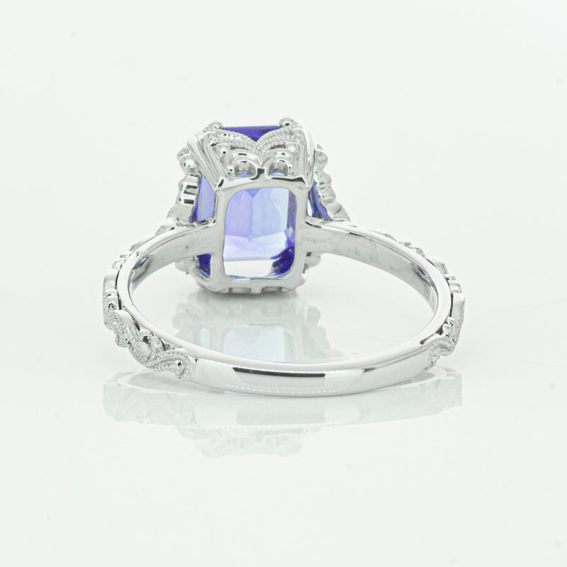 18ct White Gold Tanzanite & Diamond Romanov Ring-Ring-Walker & Hall