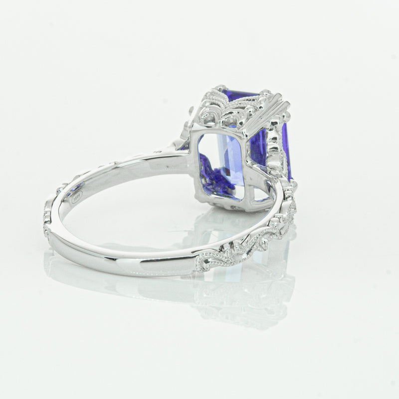 18ct White Gold Tanzanite & Diamond Romanov Ring-Ring-Walker & Hall
