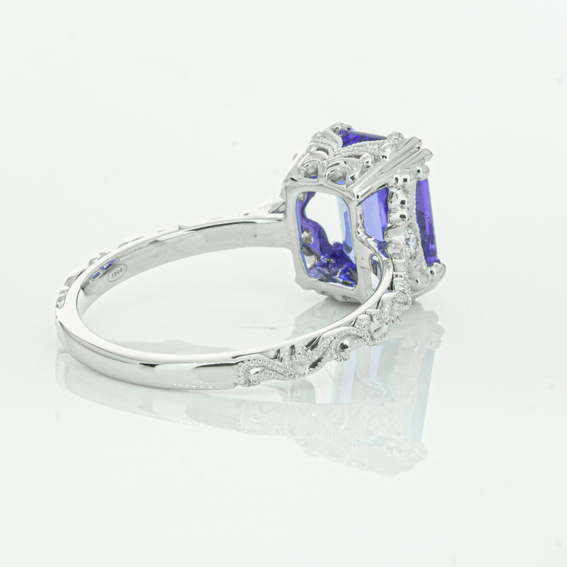 18ct White Gold Tanzanite & Diamond Romanov Ring-Ring-Walker & Hall