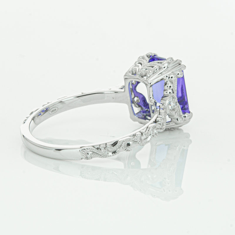 18ct White Gold Tanzanite & Diamond Romanov Ring-Ring-Walker & Hall