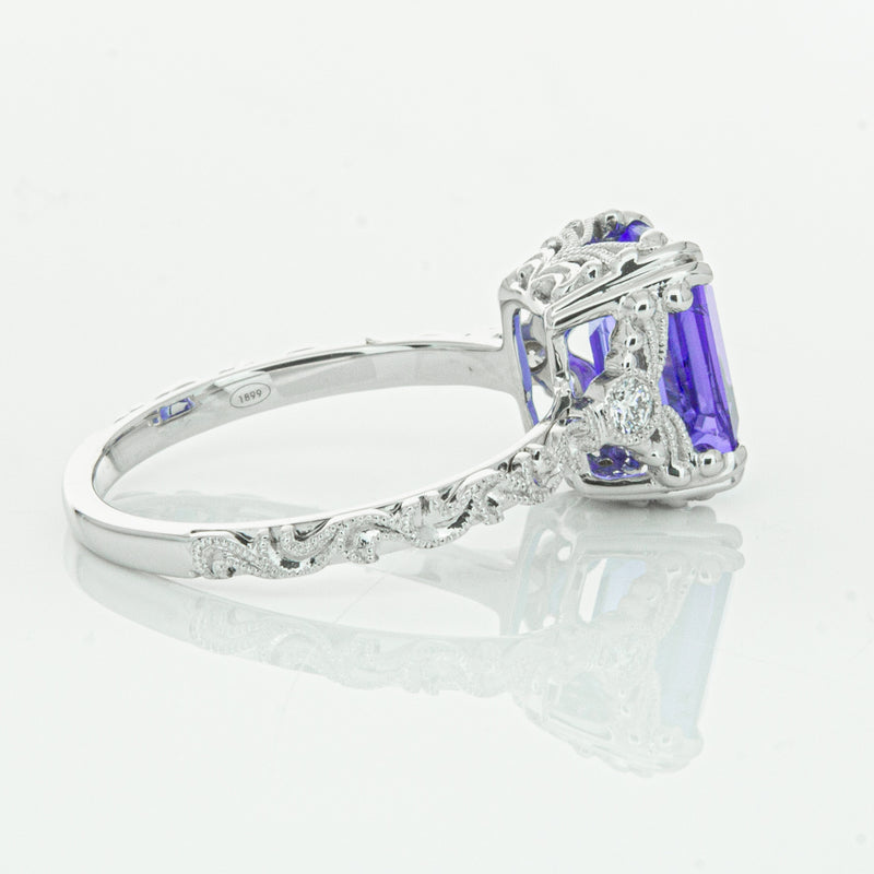 18ct White Gold Tanzanite & Diamond Romanov Ring-Ring-Walker & Hall
