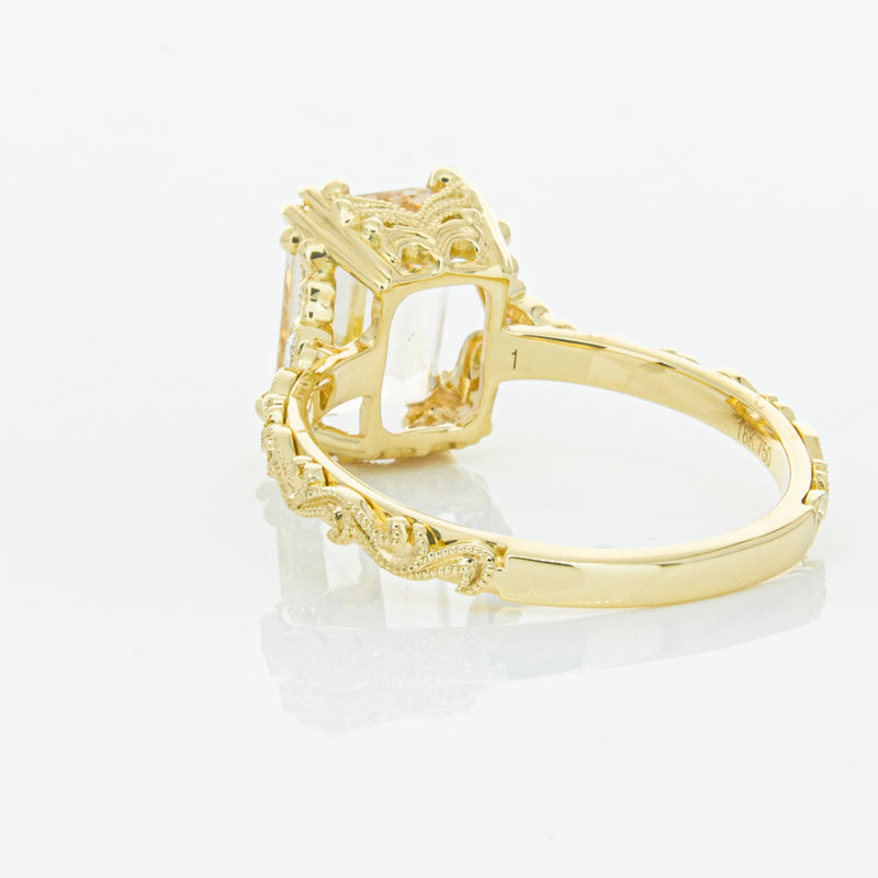 18ct Yellow Gold Morganite & Diamond Romanov Ring-Ring-Walker & Hall