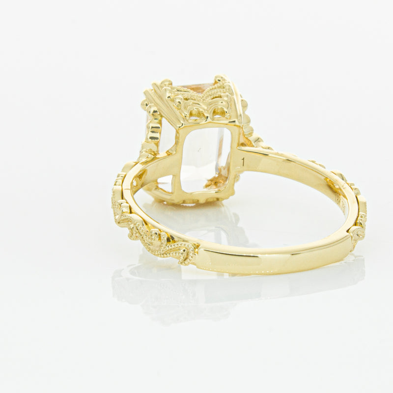 18ct Yellow Gold Morganite & Diamond Romanov Ring-Ring-Walker & Hall