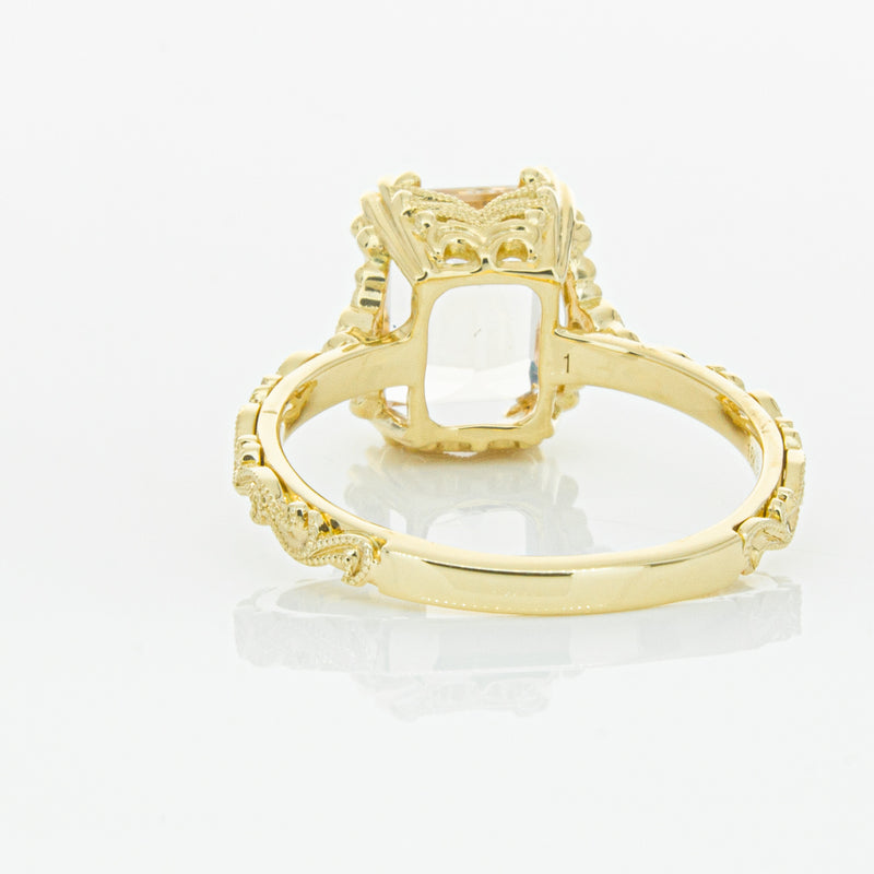 18ct Yellow Gold Morganite & Diamond Romanov Ring-Ring-Walker & Hall