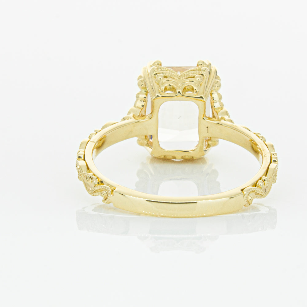18ct Yellow Gold Morganite & Diamond Romanov Ring-Ring-Walker & Hall