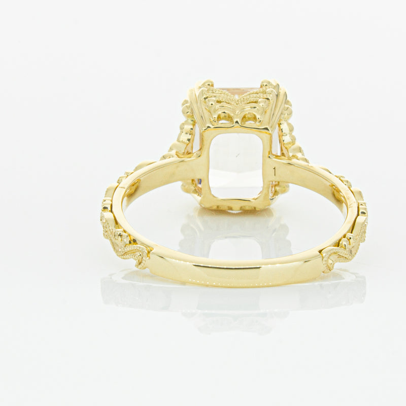 18ct Yellow Gold Morganite & Diamond Romanov Ring-Ring-Walker & Hall