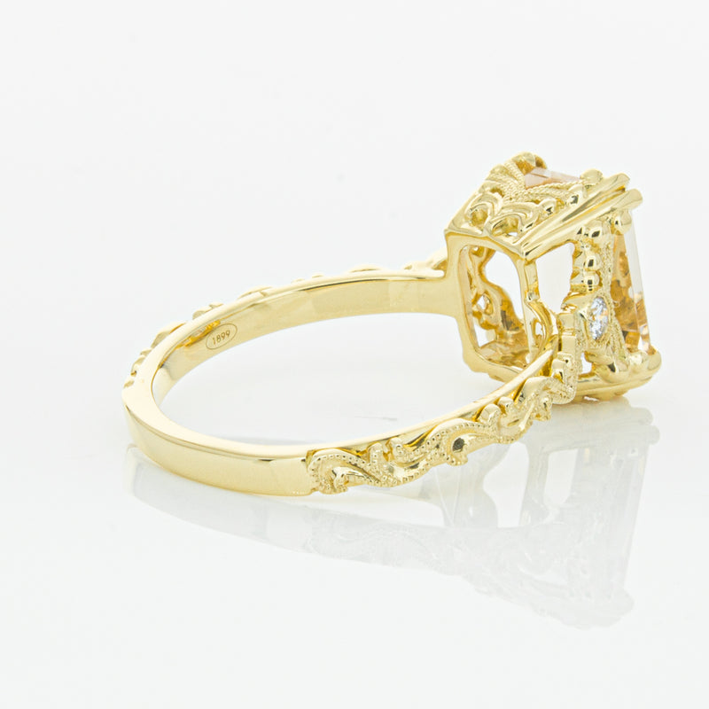 18ct Yellow Gold Morganite & Diamond Romanov Ring-Ring-Walker & Hall