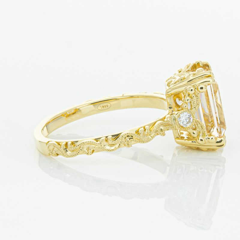 18ct Yellow Gold Morganite & Diamond Romanov Ring-Ring-Walker & Hall