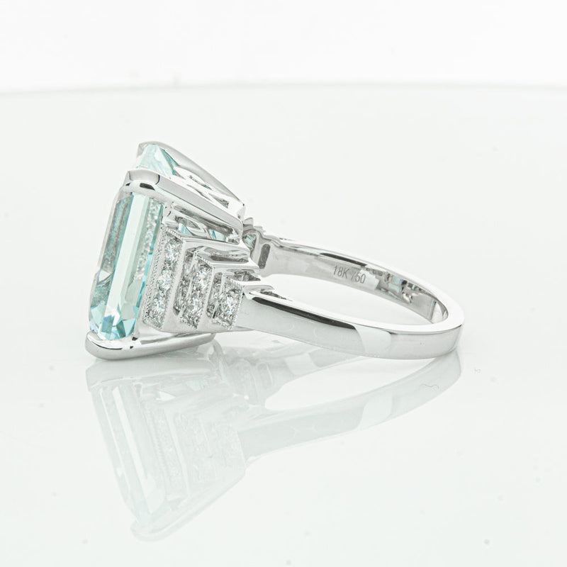 18ct White Gold Aquamarine & Diamond Maya Ring-Ring-Walker & Hall