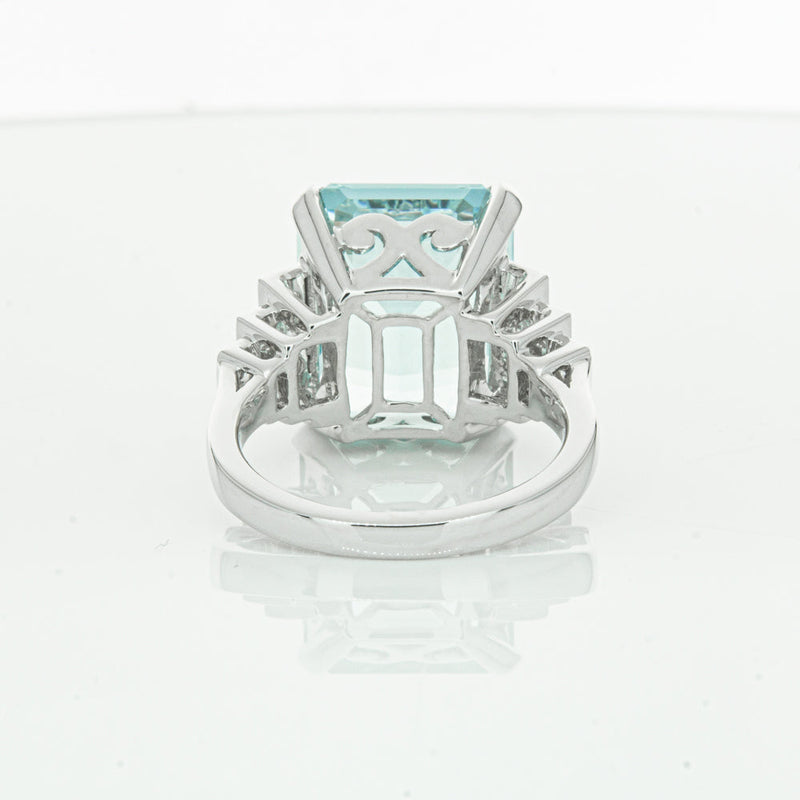 18ct White Gold Aquamarine & Diamond Maya Ring-Ring-Walker & Hall