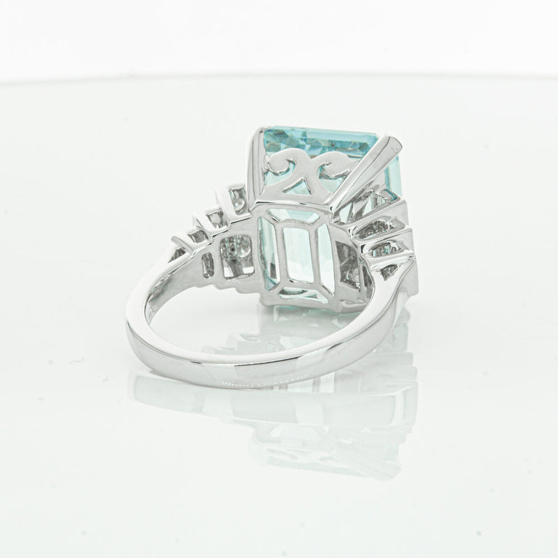 18ct White Gold Aquamarine & Diamond Maya Ring-Ring-Walker & Hall