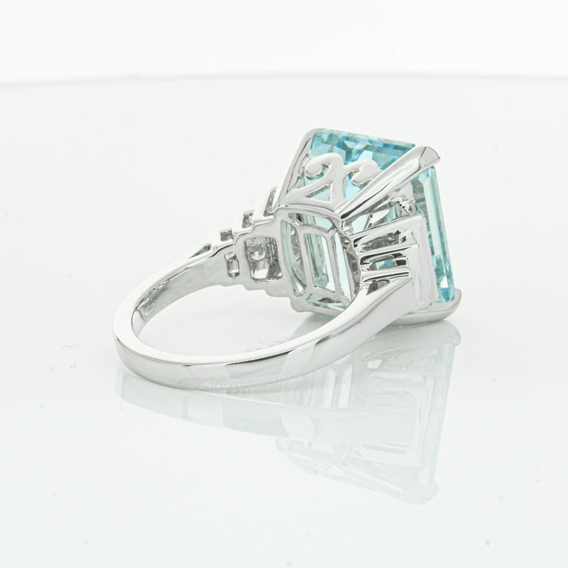 18ct White Gold Aquamarine & Diamond Maya Ring-Ring-Walker & Hall