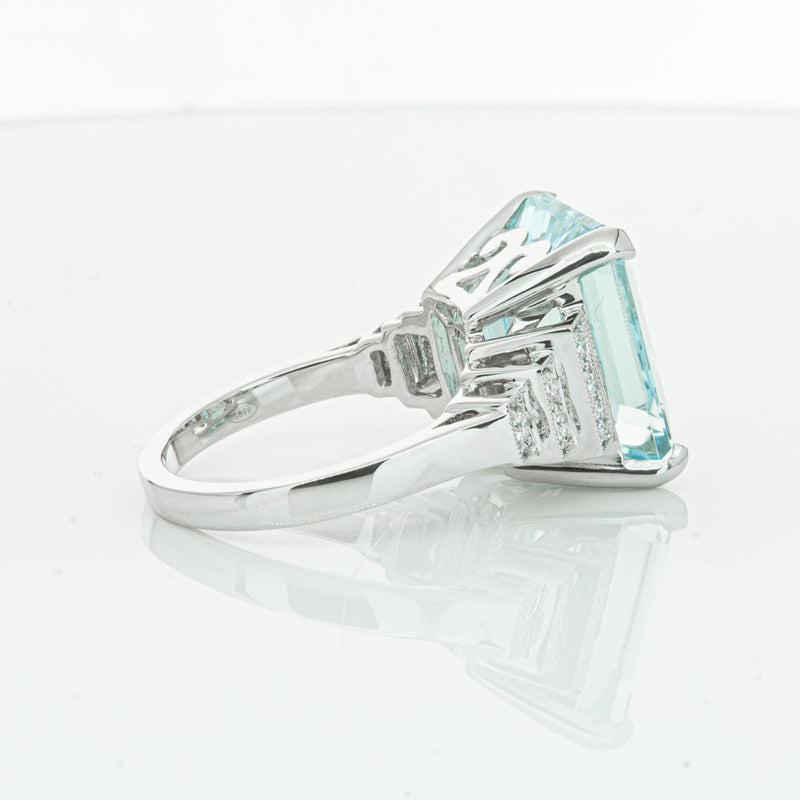 18ct White Gold Aquamarine & Diamond Maya Ring-Ring-Walker & Hall