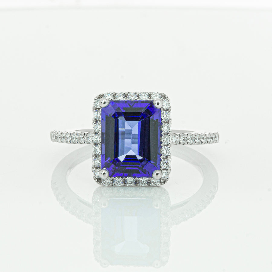 18ct White Gold Tanzanite & Diamond Ring-Ring-Walker & Hall