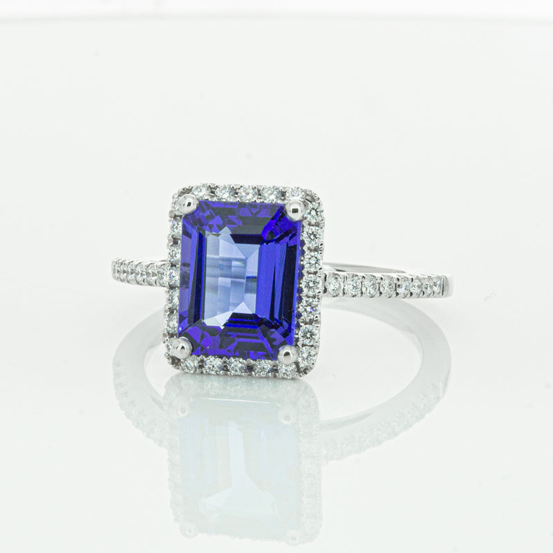 18ct White Gold Tanzanite & Diamond Ring-Ring-Walker & Hall