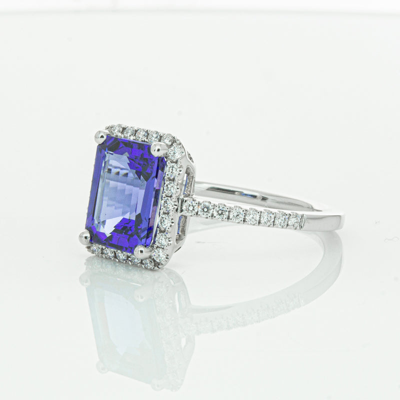 18ct White Gold Tanzanite & Diamond Ring-Ring-Walker & Hall