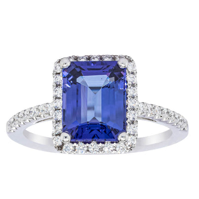 18ct White Gold Tanzanite & Diamond Ring-Ring-Walker & Hall