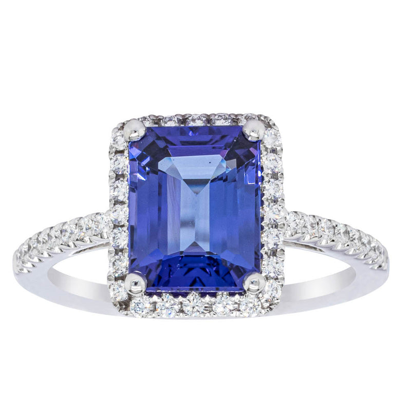 18ct White Gold Tanzanite & Diamond Ring-Ring-Walker & Hall