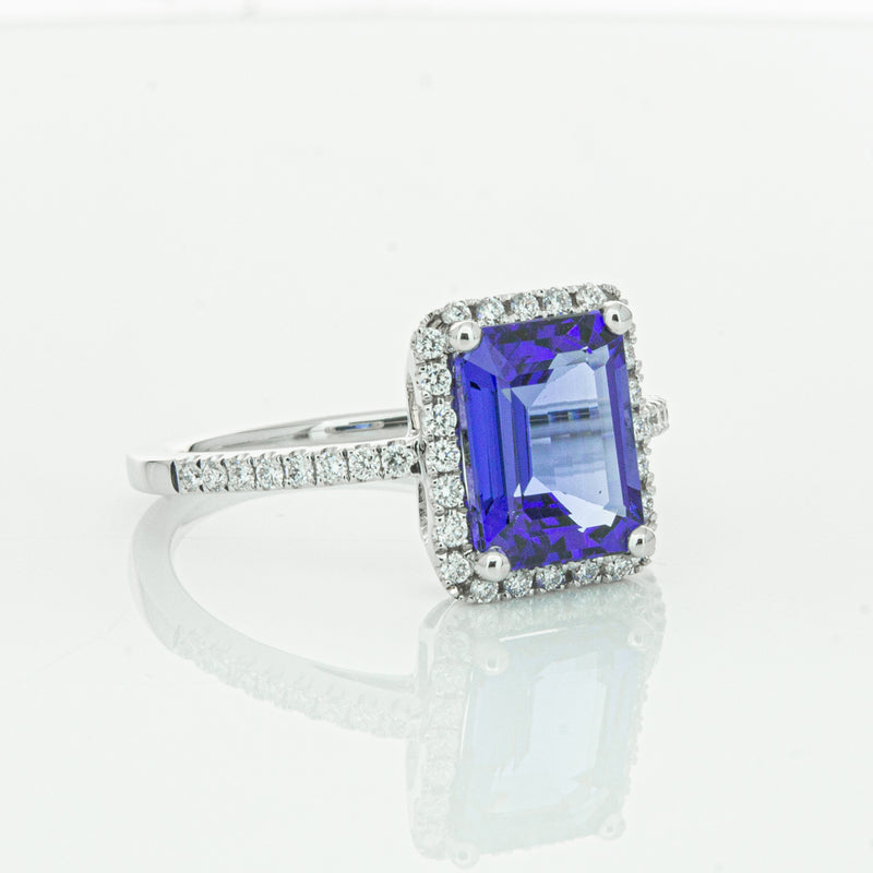 18ct White Gold Tanzanite & Diamond Ring-Ring-Walker & Hall