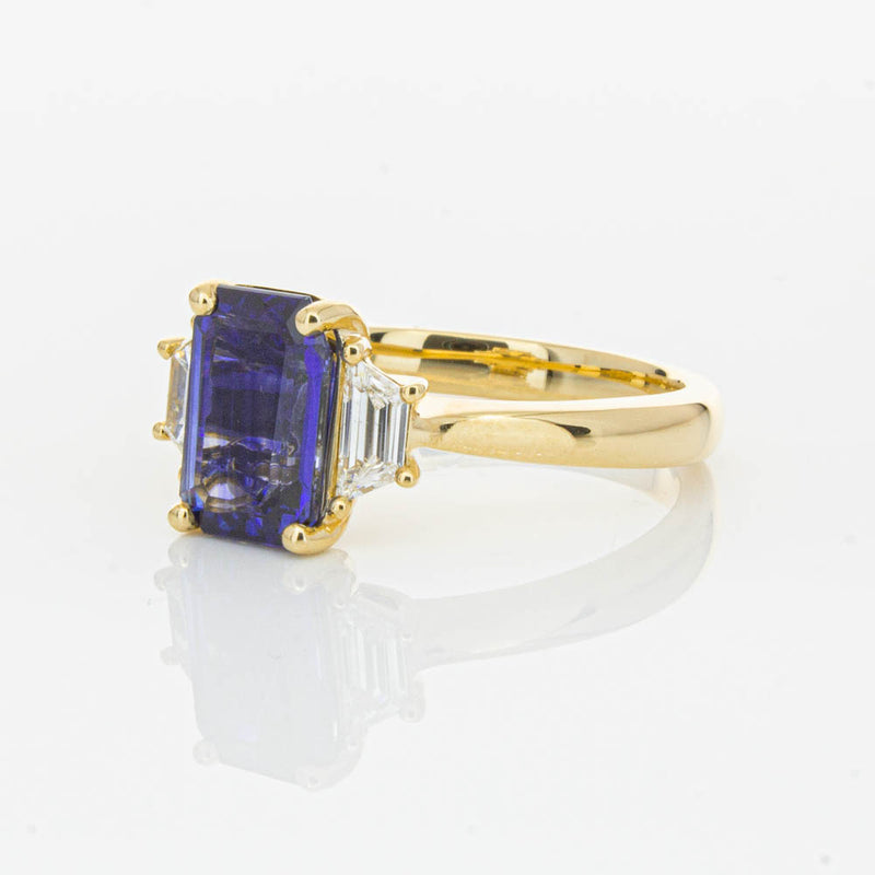 18ct Yellow Gold Sapphire & Diamond Three Stone Ring-Ring-Walker & Hall