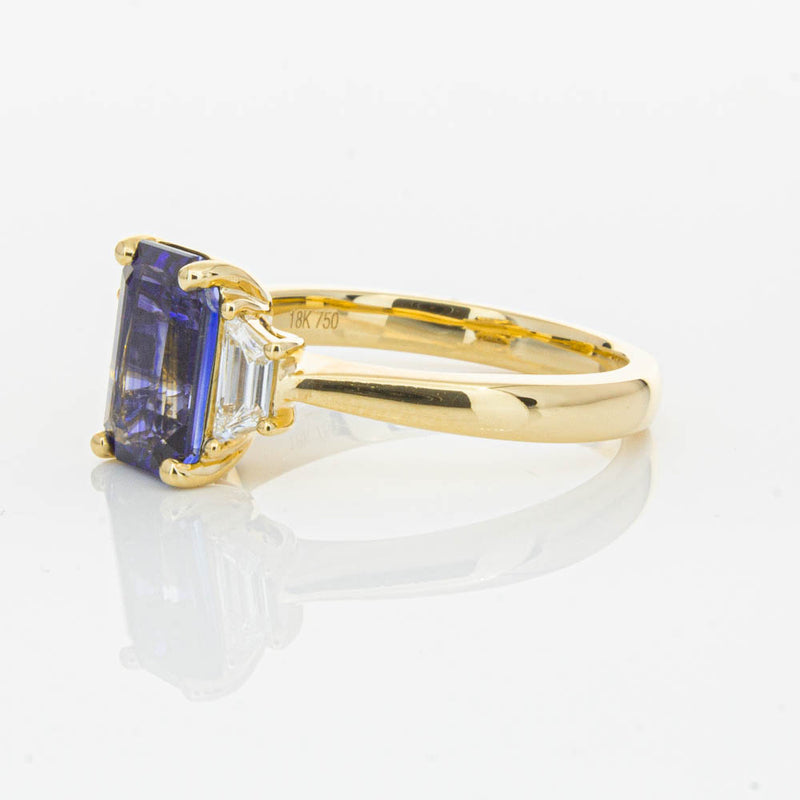 18ct Yellow Gold Sapphire & Diamond Three Stone Ring-Ring-Walker & Hall