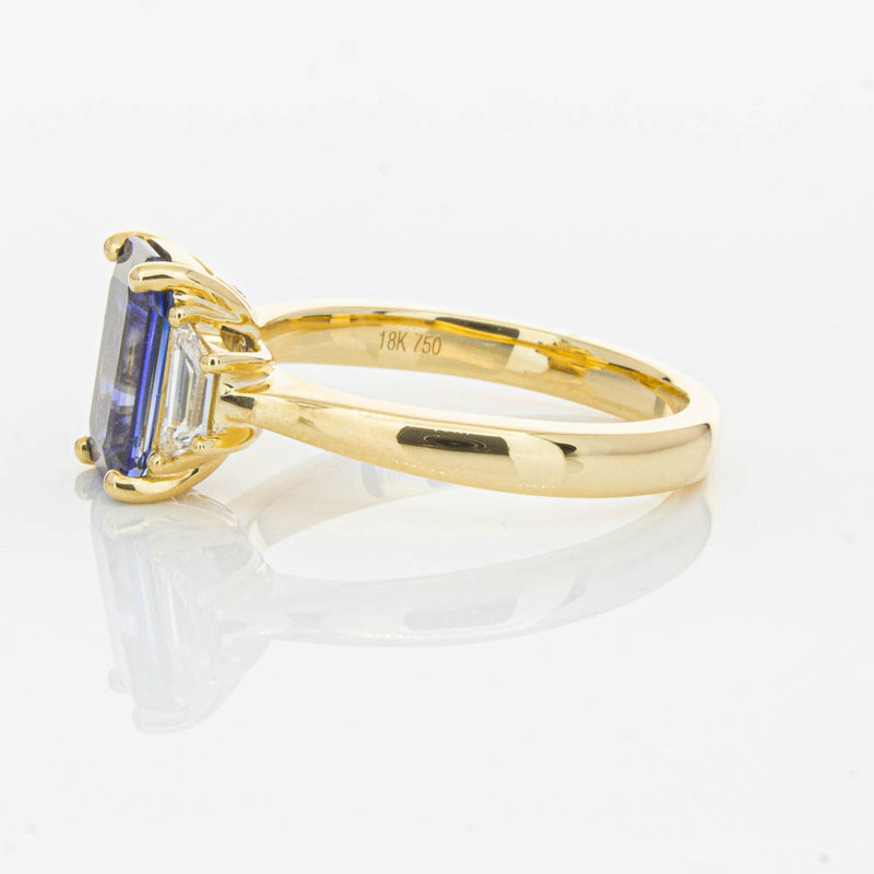18ct Yellow Gold Sapphire & Diamond Three Stone Ring-Ring-Walker & Hall
