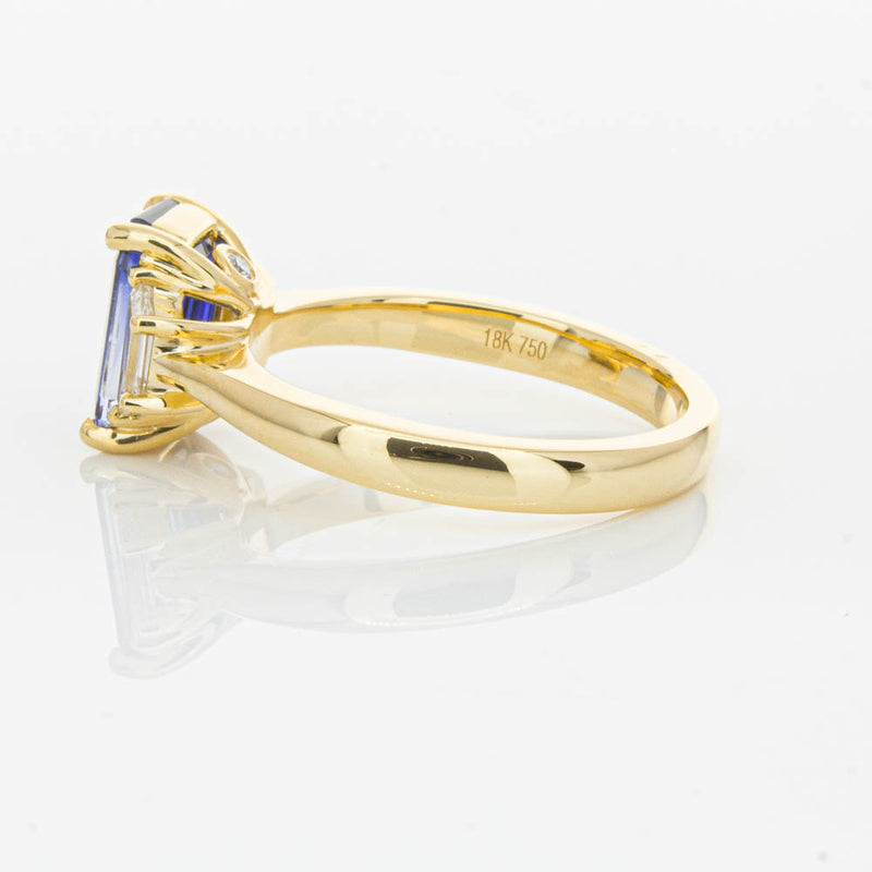 18ct Yellow Gold Sapphire & Diamond Three Stone Ring-Ring-Walker & Hall
