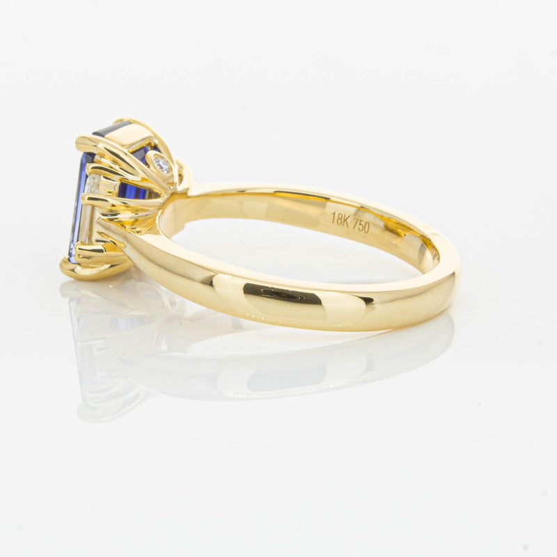 18ct Yellow Gold Sapphire & Diamond Three Stone Ring-Ring-Walker & Hall