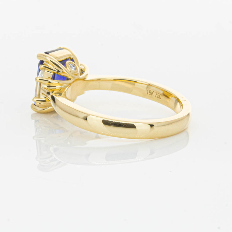 18ct Yellow Gold Sapphire & Diamond Three Stone Ring-Ring-Walker & Hall