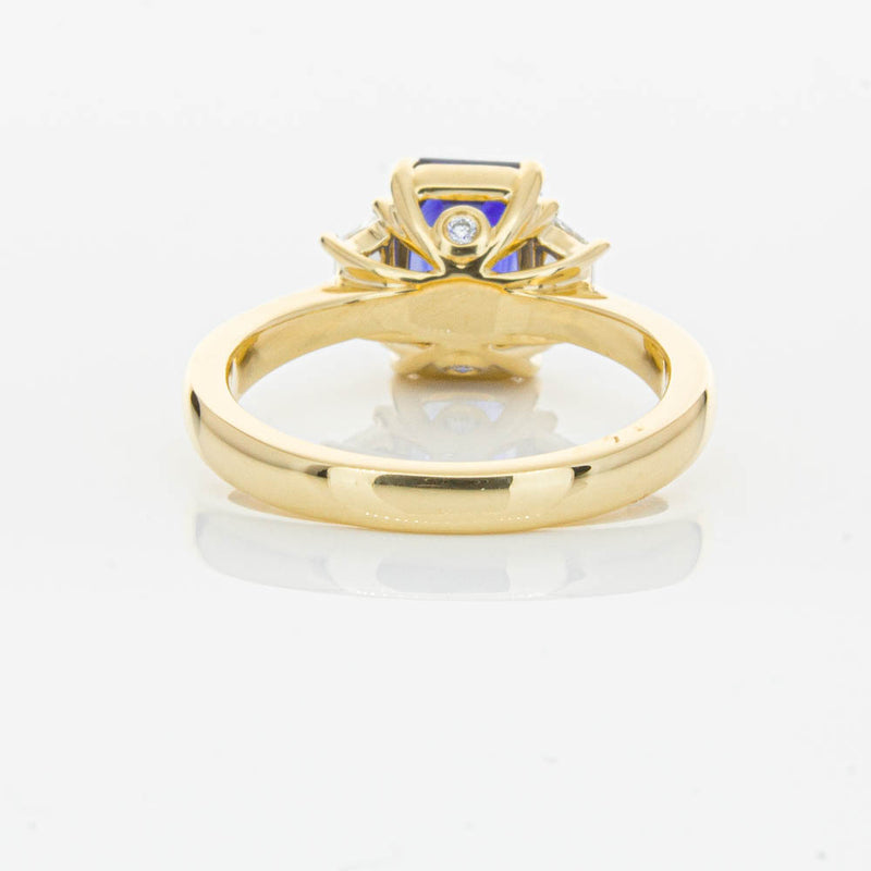 18ct Yellow Gold Sapphire & Diamond Three Stone Ring-Ring-Walker & Hall