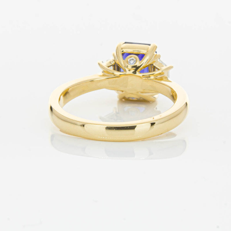 18ct Yellow Gold Sapphire & Diamond Three Stone Ring-Ring-Walker & Hall