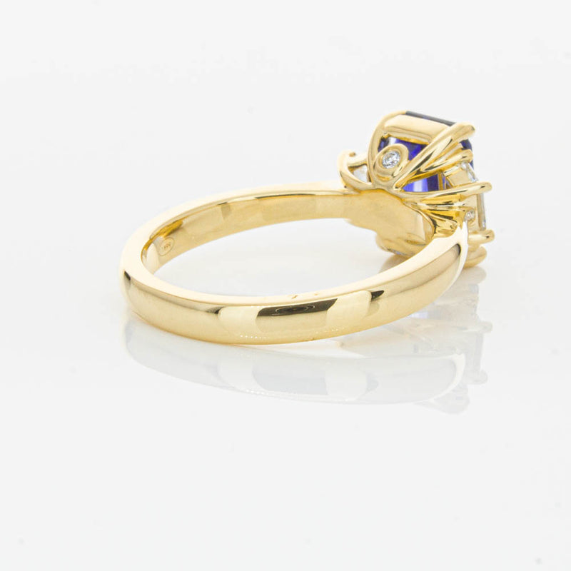 18ct Yellow Gold Sapphire & Diamond Three Stone Ring-Ring-Walker & Hall