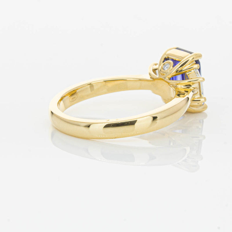 18ct Yellow Gold Sapphire & Diamond Three Stone Ring-Ring-Walker & Hall