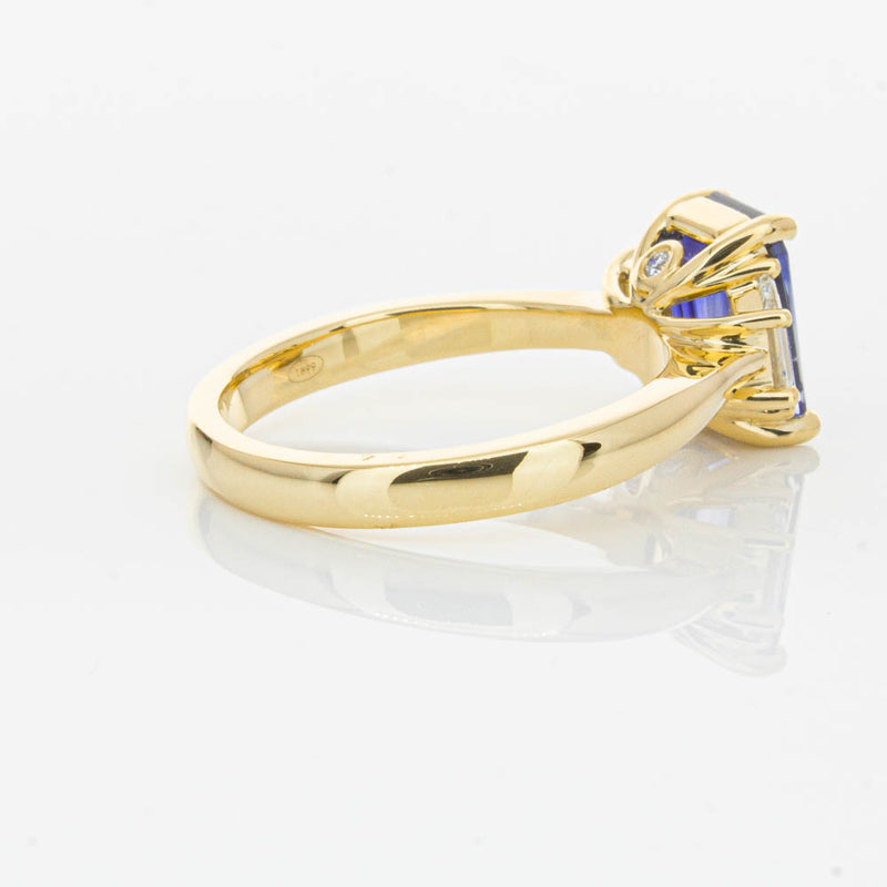 18ct Yellow Gold Sapphire & Diamond Three Stone Ring-Ring-Walker & Hall
