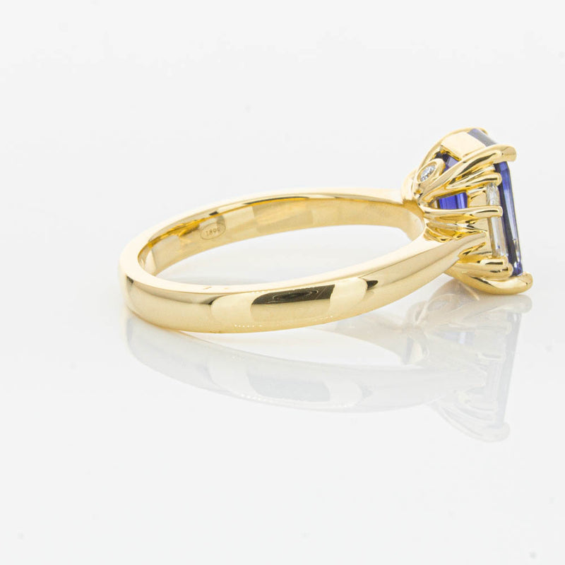18ct Yellow Gold Sapphire & Diamond Three Stone Ring-Ring-Walker & Hall