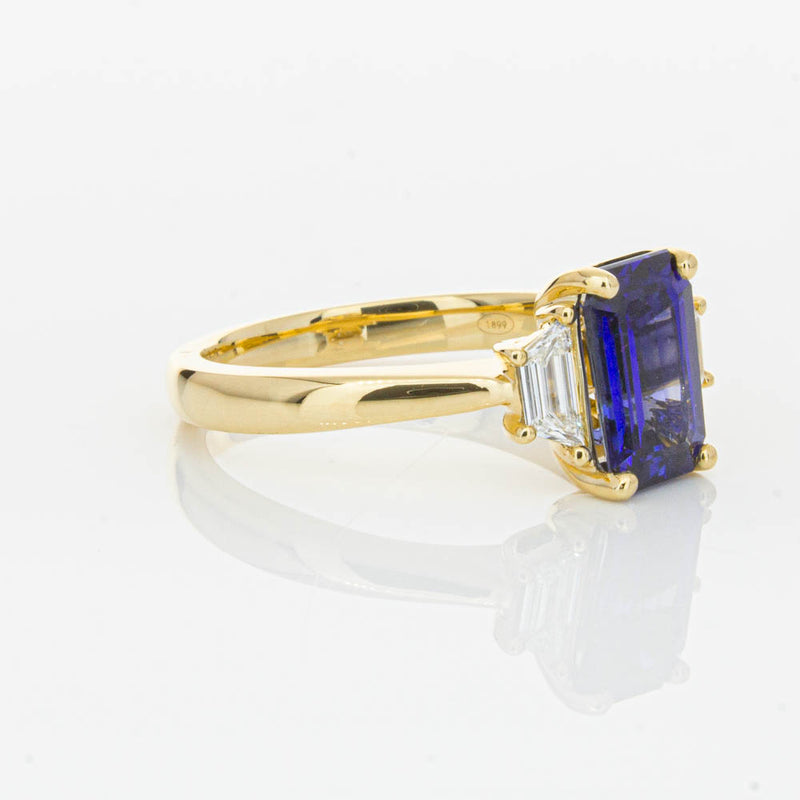 18ct Yellow Gold Sapphire & Diamond Three Stone Ring-Ring-Walker & Hall