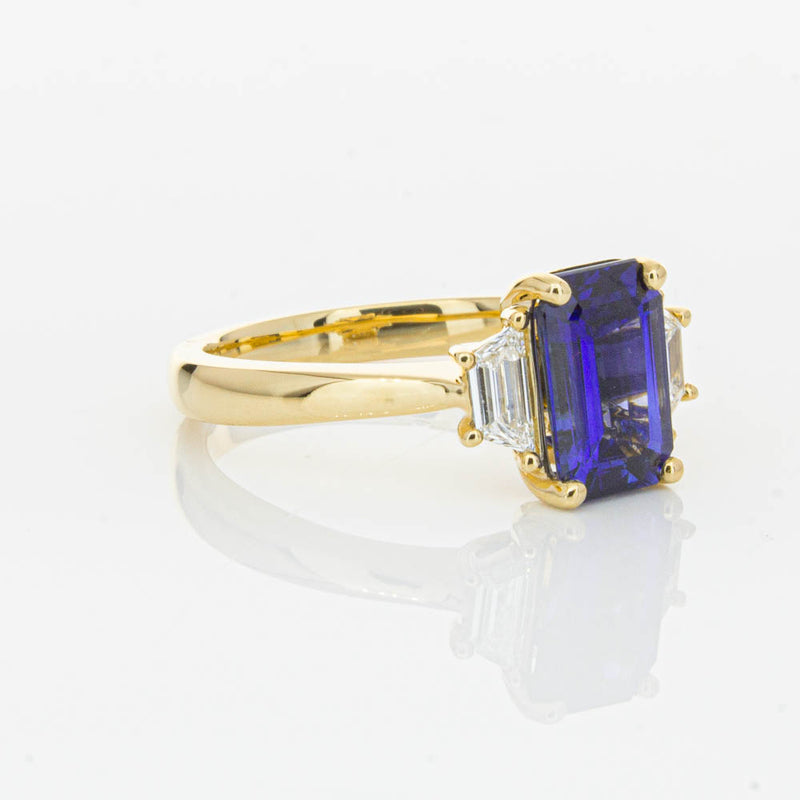 18ct Yellow Gold Sapphire & Diamond Three Stone Ring-Ring-Walker & Hall