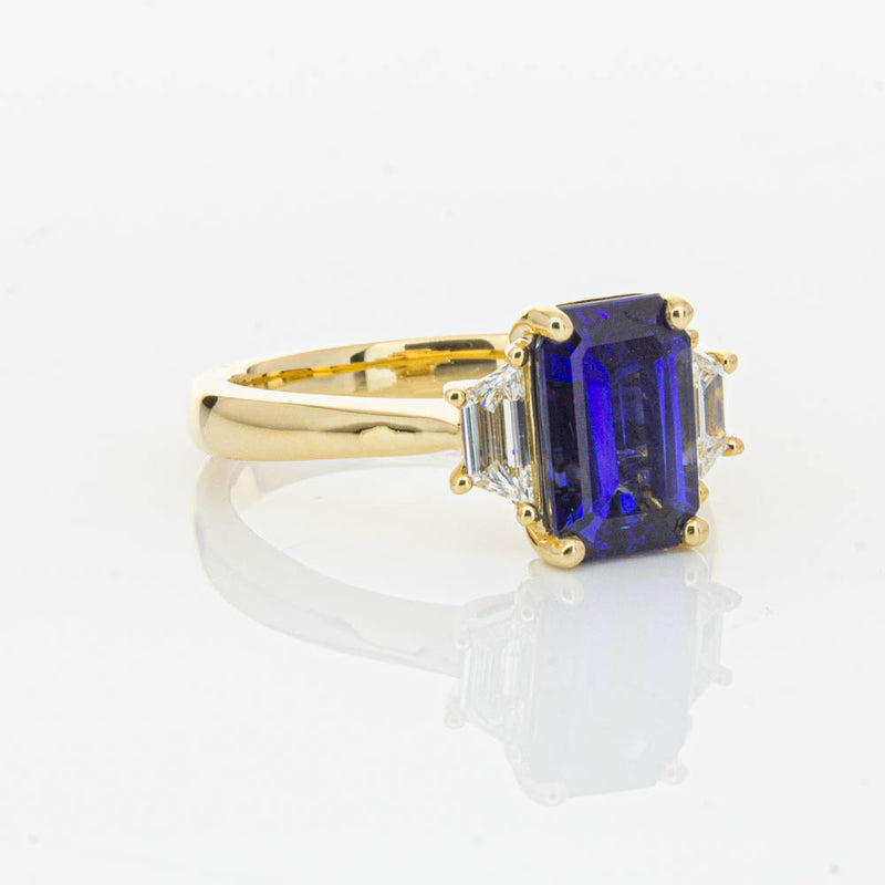 18ct Yellow Gold Sapphire & Diamond Three Stone Ring-Ring-Walker & Hall